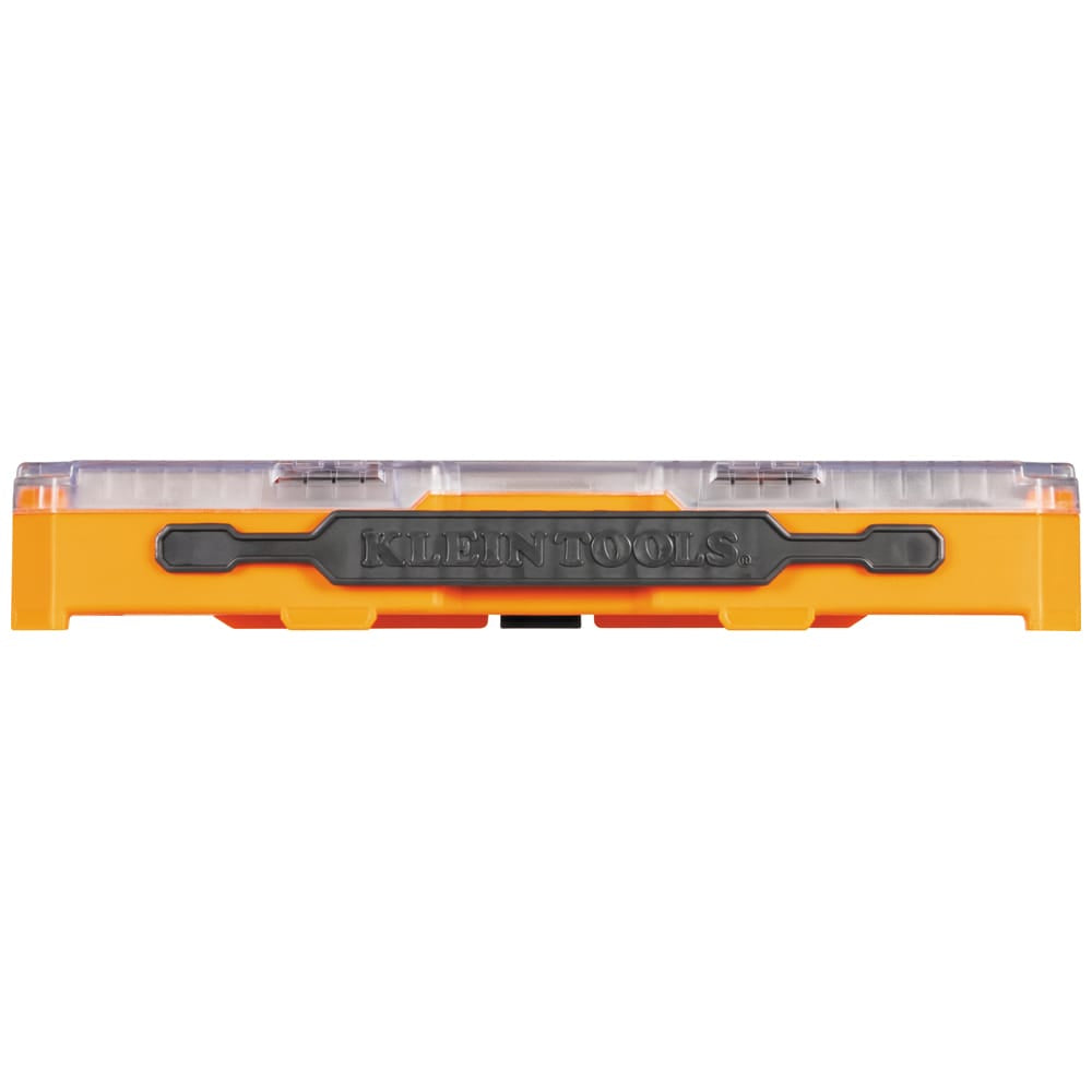 Front profile view of the closed Klein MODbox storage case highlighting the durable latching lid mechanism and side locking tabs.