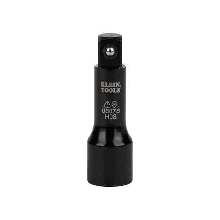 Klein 66078 3-inch large flip impact socket adapter forged from 4140 steel showing laser-etched branding and top detent ball.