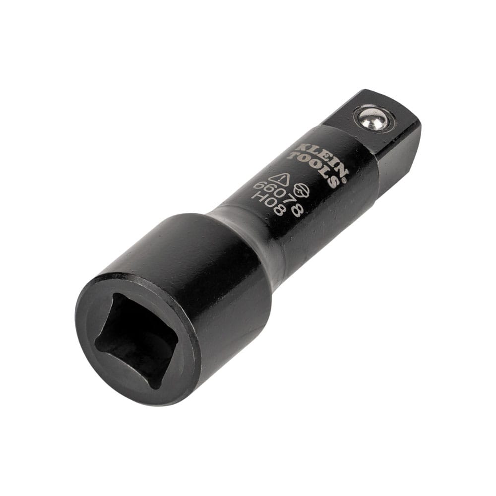 Angled view of the Klein 66078 large flip adapter displaying the 1/2-inch female square drive socket receiver end.