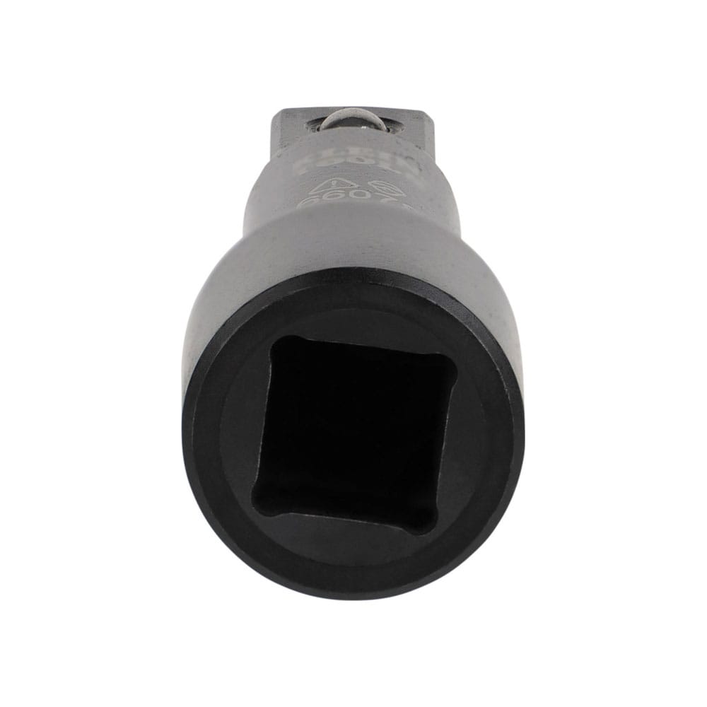 Bottom-up view looking directly into the 1/2-inch square female receiver end of the Klein 66078 impact socket adapter.