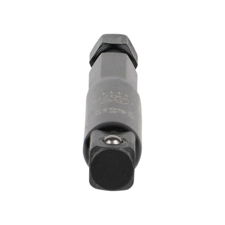 Top-down view of the 1/4-inch square male drive anvil on the Klein 66079 4140 steel flip socket adapter.
