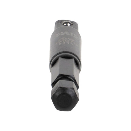 Bottom-up view looking directly at the 1/4-inch quick-connect hex power shank of the Klein 66079 adapter.