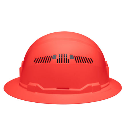 Close-up profile of the sliding side ventilation shutters on the Klein 60861BR hard hat engineered for temperature regulation and airflow.