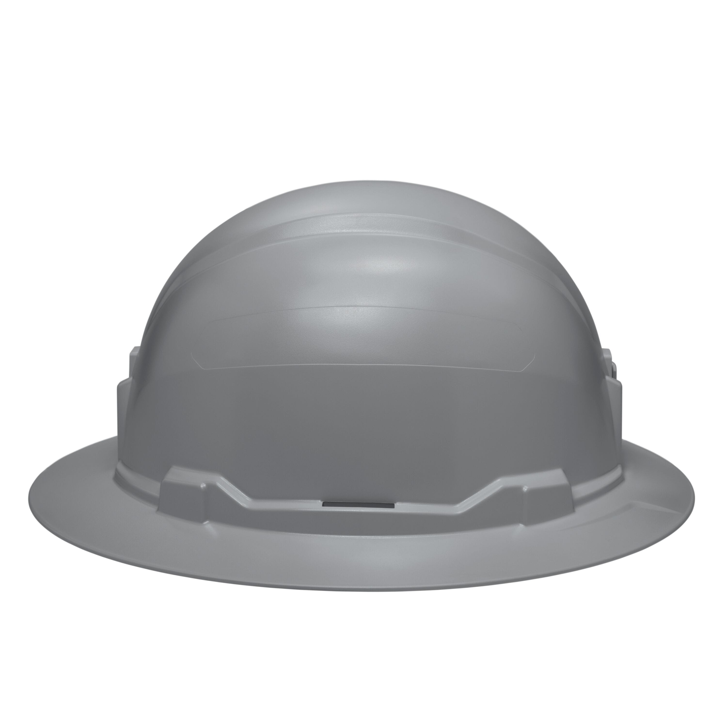 Side profile of the Klein 60863BR gray non-vented hard hat displaying the solid PC/ABS shell engineered for 20kV electrical dielectric isolation.