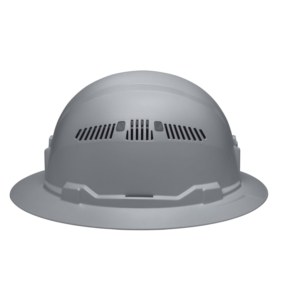 Close-up profile of the sliding side ventilation shutters on the Klein 60864BR hard hat engineered for temperature regulation and airflow.