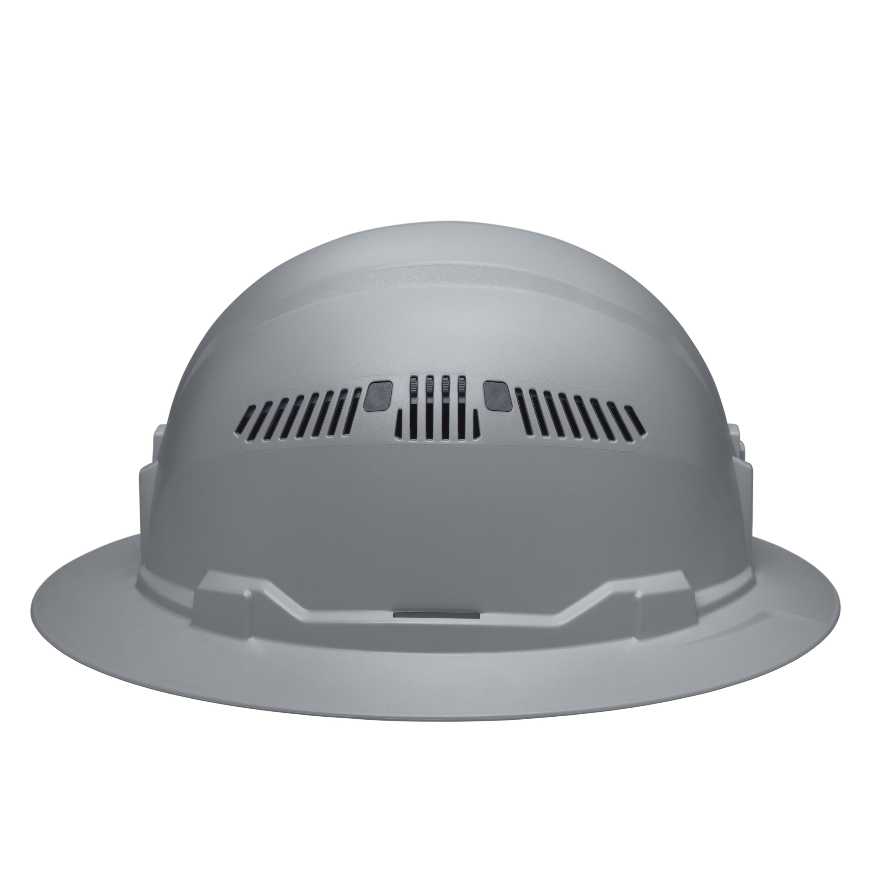 Close-up profile of the sliding side ventilation shutters on the Klein 60864BR hard hat engineered for temperature regulation and airflow.