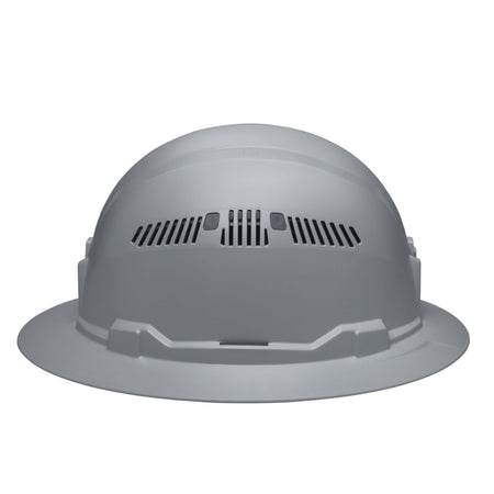 Close-up profile of the sliding side ventilation shutters on the Klein 60864BR hard hat engineered for temperature regulation and airflow.