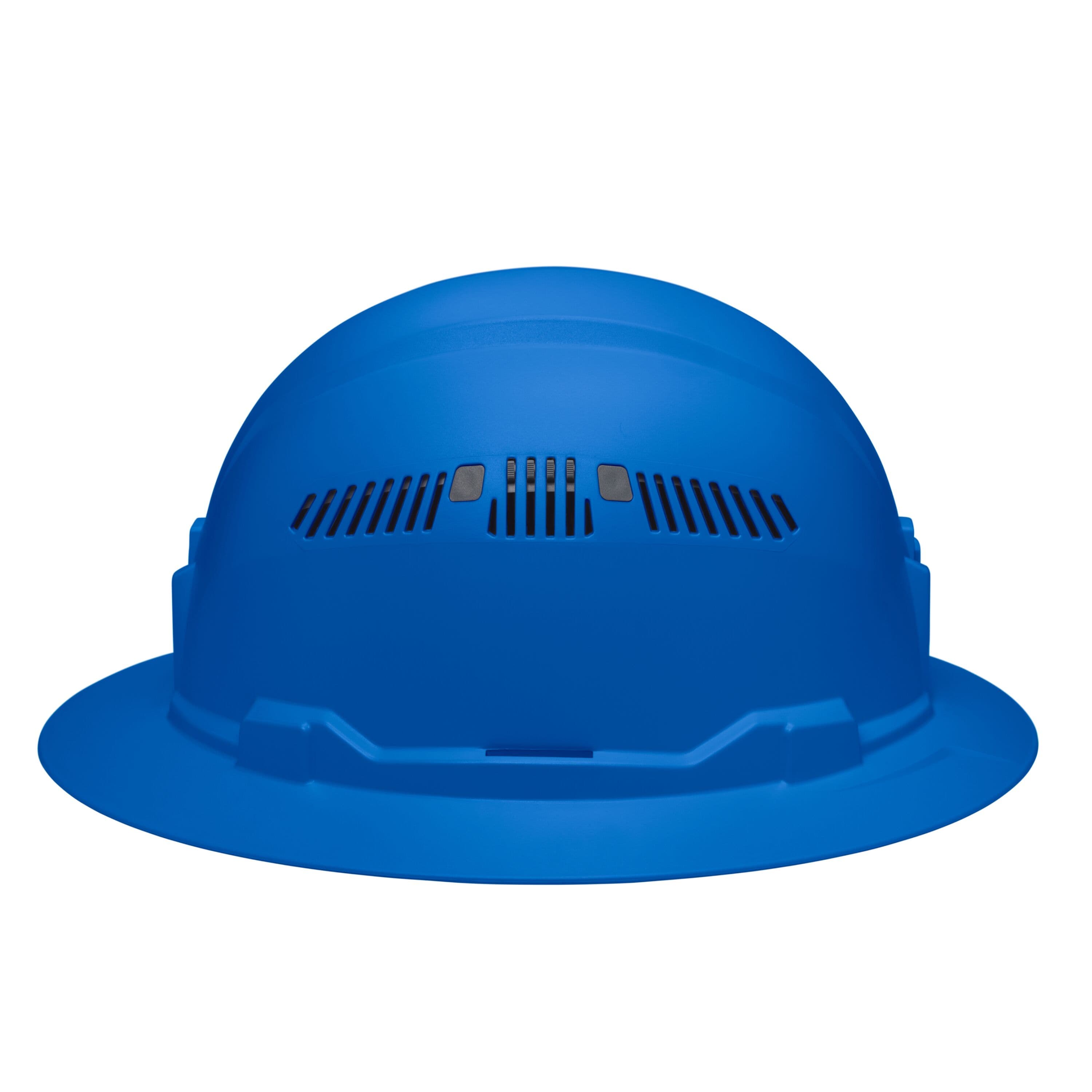 Close-up profile of the sliding side ventilation shutters on the Klein 60871BR hard hat engineered for temperature regulation and airflow.