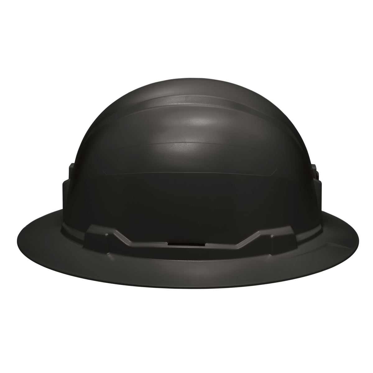 Side profile of the Klein 60960 black non-vented hard hat displaying the solid PC/ABS shell engineered for 20kV electrical dielectric isolation.