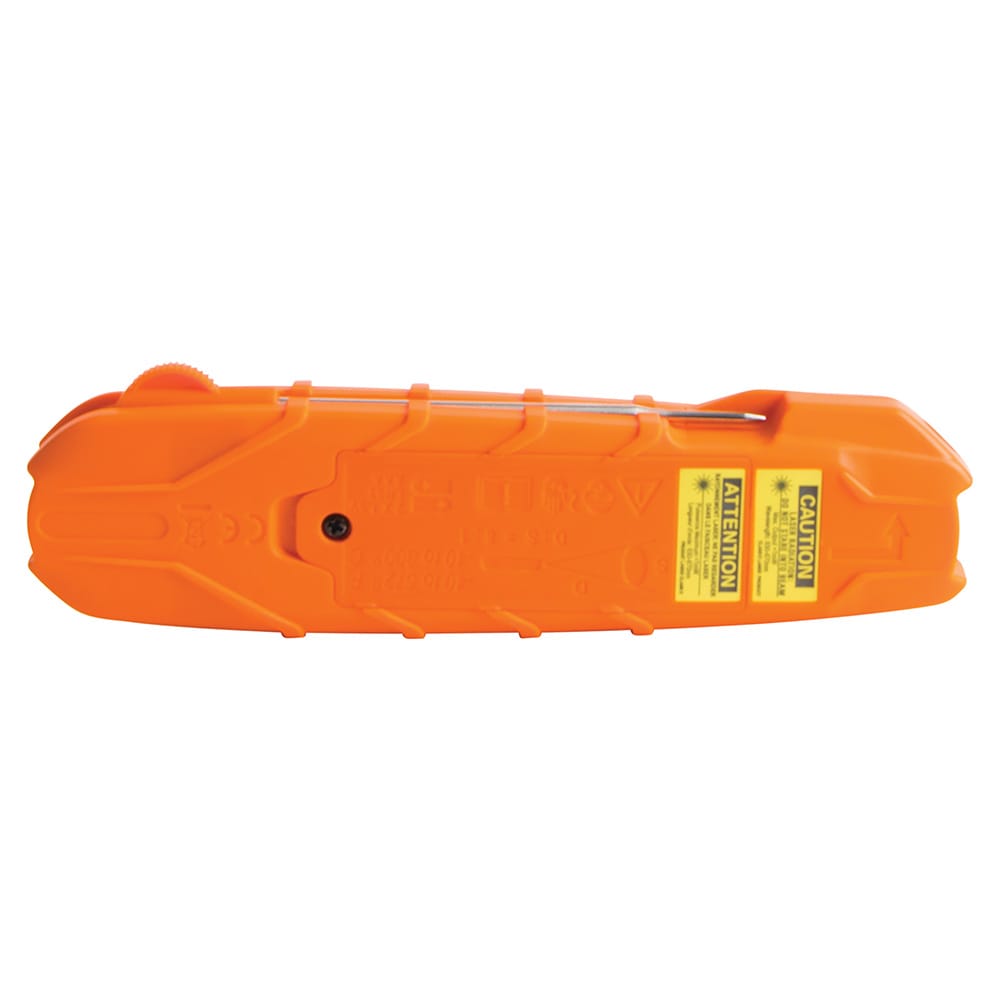Orange safety knife with a visible blade on a white background