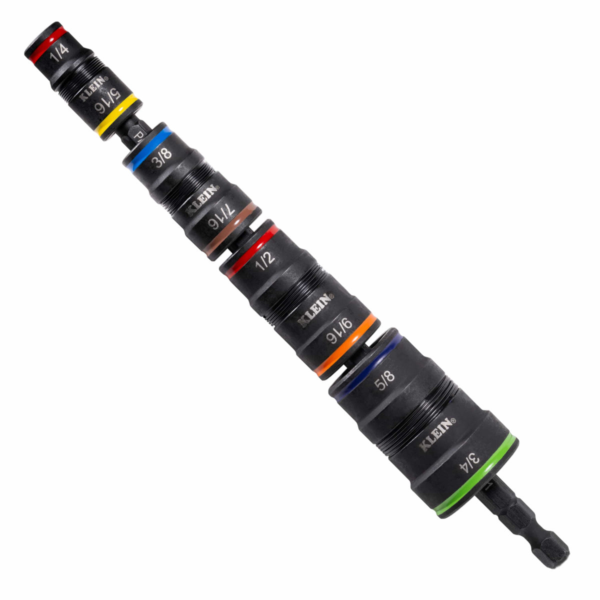 Klein Tools 32934 flip socket set stores 8 SAE hex sizes and a bit holder on one shaft to speed up HVAC and electrical fastening.