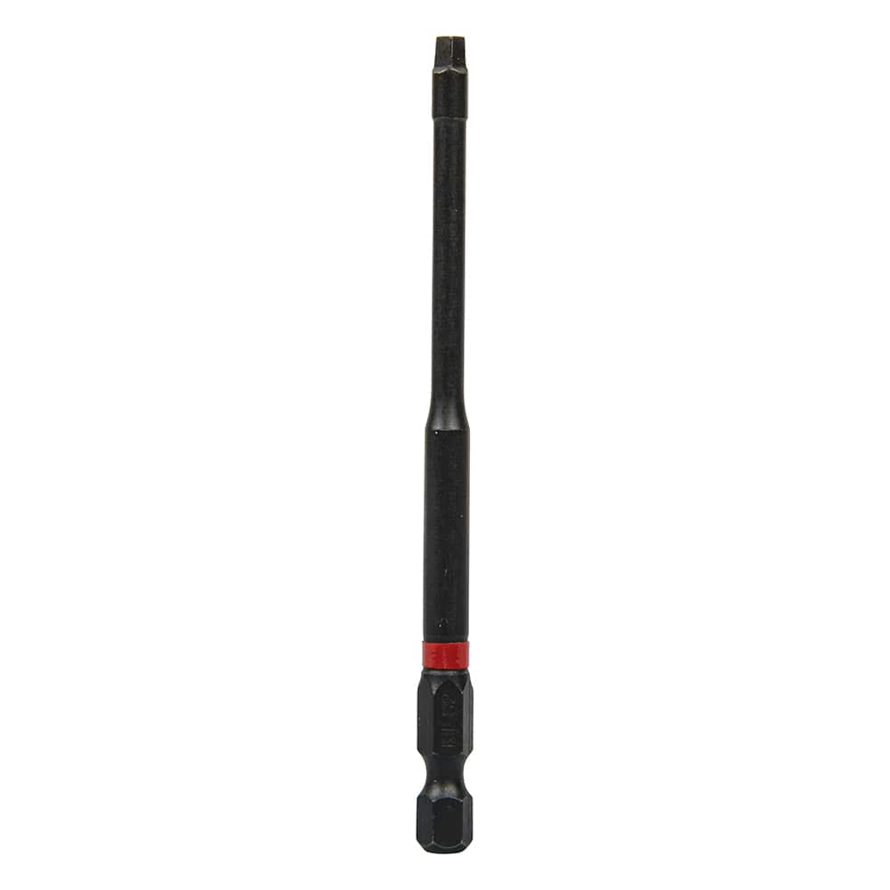 Single 4-inch long #2 Robertson square drive impact power bit from the Klein 32795 set featuring a 1/4-inch hex power shank.