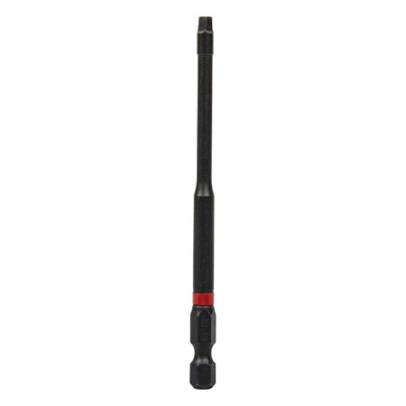 Single 4-inch long #2 Robertson square drive impact power bit from the Klein 32795 set featuring a 1/4-inch hex power shank.