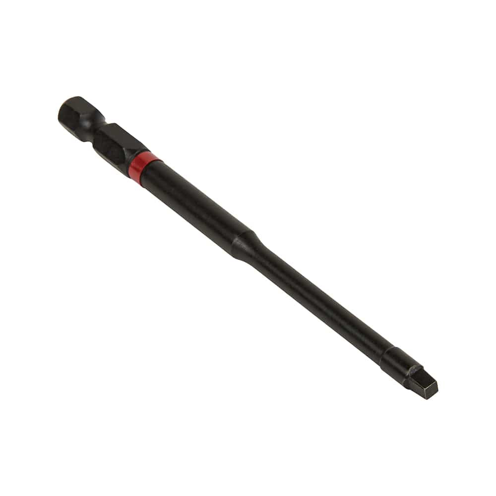 Single 4-inch #2 square drive power bit from the Klein 32795 set showing precision-milled tip profile and black oxide finish.