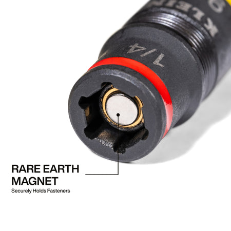 Overview of included parts displaying the dual-ended 1/4 and 5/16-inch SAE flip socket next to the 2-inch impact extension shaft.