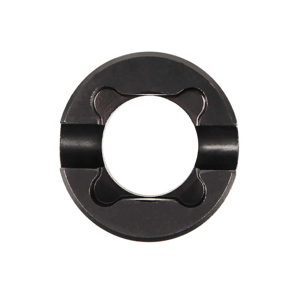 Direct end profile of Klein NRHDM showing hollow pass-through barrel designed to clear long threaded bolt studs aloft.