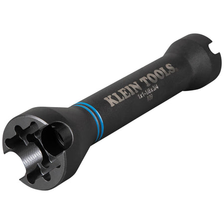 Full-length 7.75-inch Klein NRHD impact socket displaying high-visibility blue color-coded sizing identification bands.