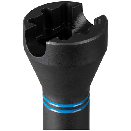 Close-up of Klein NRHD impact socket head showing machined alignment slots engineered to drive utility pole eye bolts.