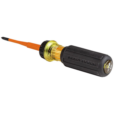 Klein 32286 insulated screwdriver showcasing the clear handle collar and Cushion-Grip handle designed for high-torque electrical work.