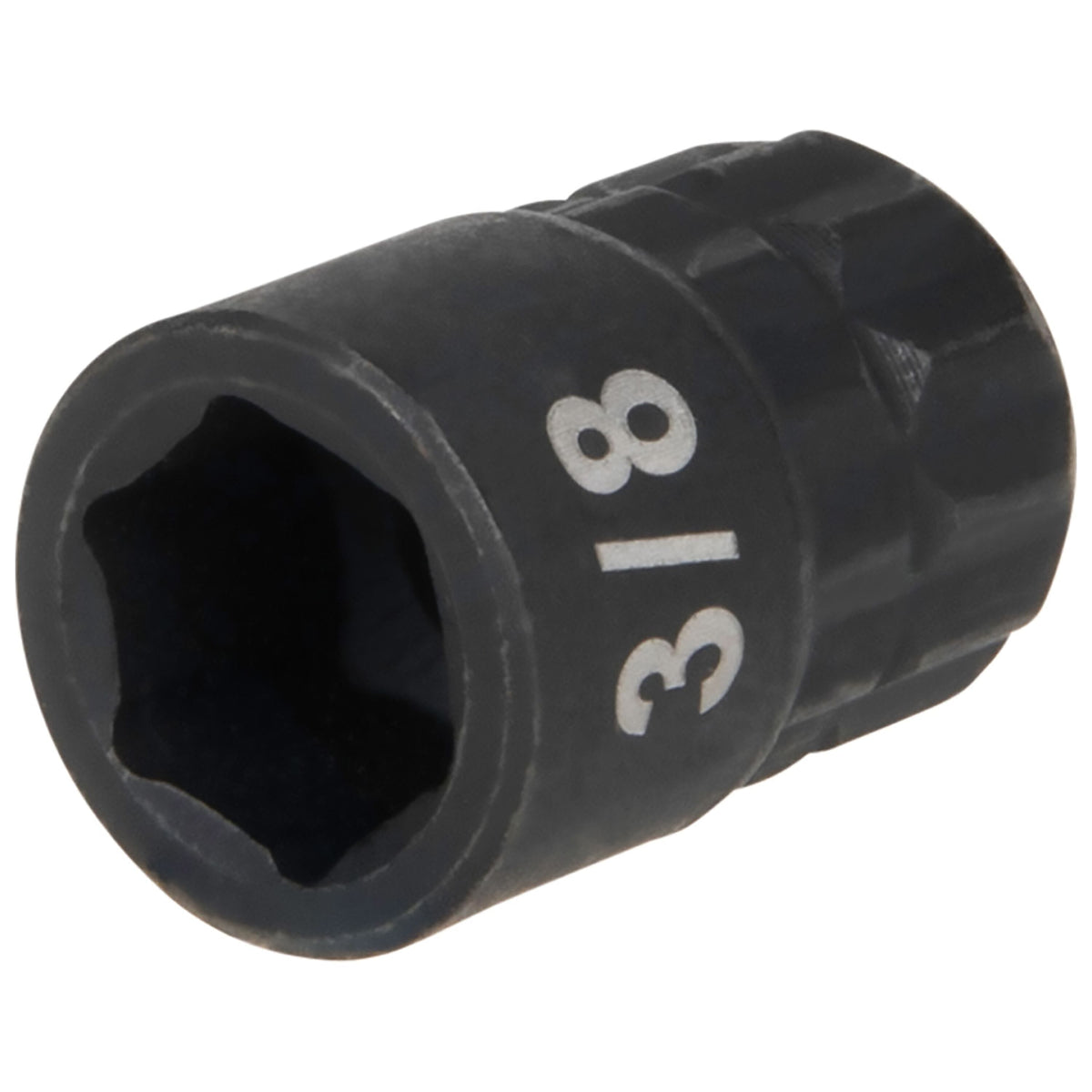 Klein Tools KNECT pass-through assembly accessories showing the steel ratchet handle, hollow extension bar, pass-through socket, and 1/4-inch impact adapter.