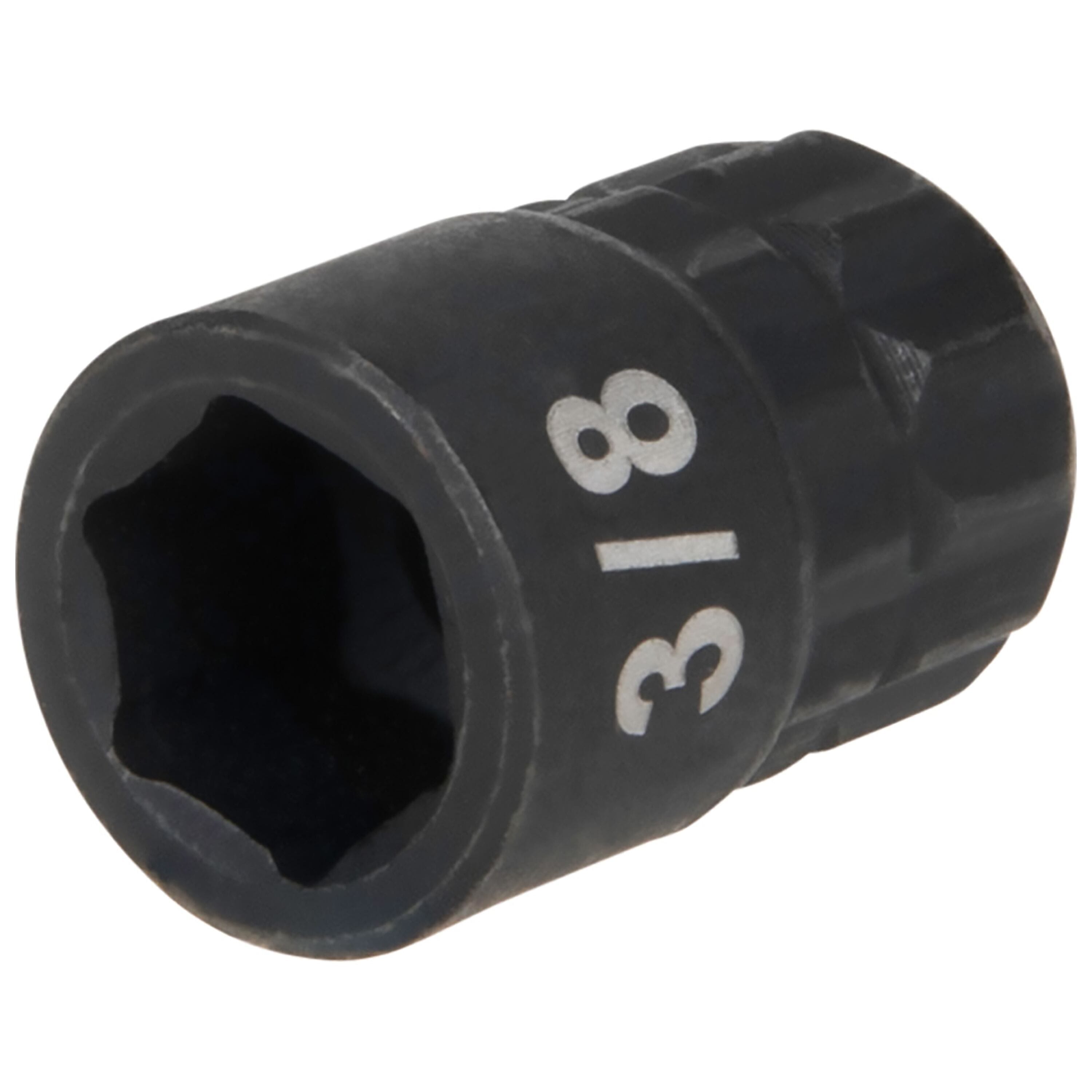 Klein Tools KNECT pass-through assembly accessories showing the steel ratchet handle, hollow extension bar, pass-through socket, and 1/4-inch impact adapter.