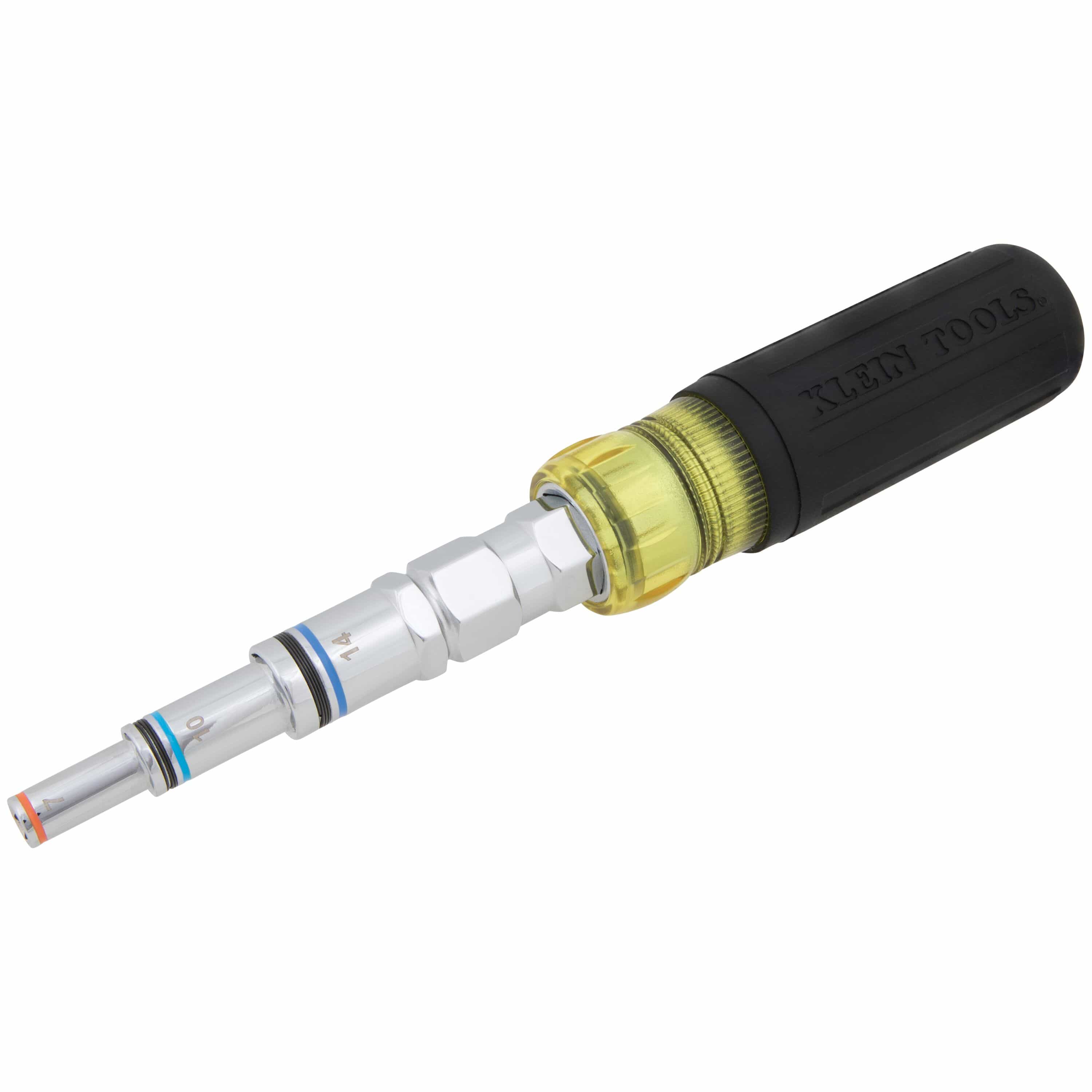 Klein 32809MAGM 11-in-1 metric multi-nut driver displaying nested alloy steel barrels mounted in a Cushion-Grip handle.