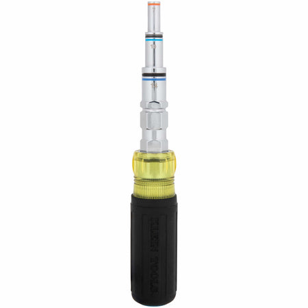 Upright profile of the Klein 32809MAGM 11-in-1 metric pass-through multi-nut driver showing nested alloy steel barrel steps.