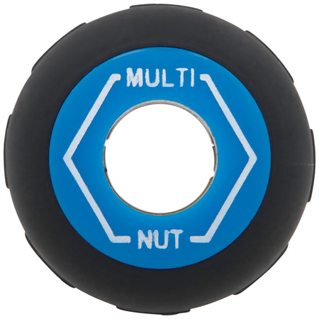 End view of the Klein Cushion-Grip handle showing the blue metric pass-through port engineered for all-thread rod extension.