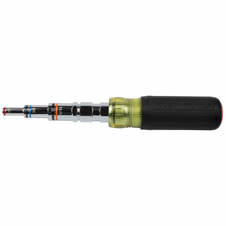 Profile view of the assembled Klein 32809MAG multi-nut driver set showing compact nested barrel storage.