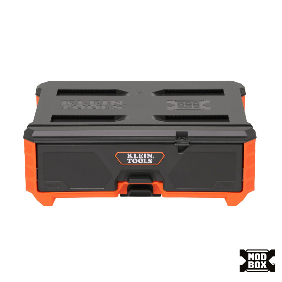 Klein Tools MODbox compact single-drawer toolbox made of impact-resistant polymer for modular tool storage.