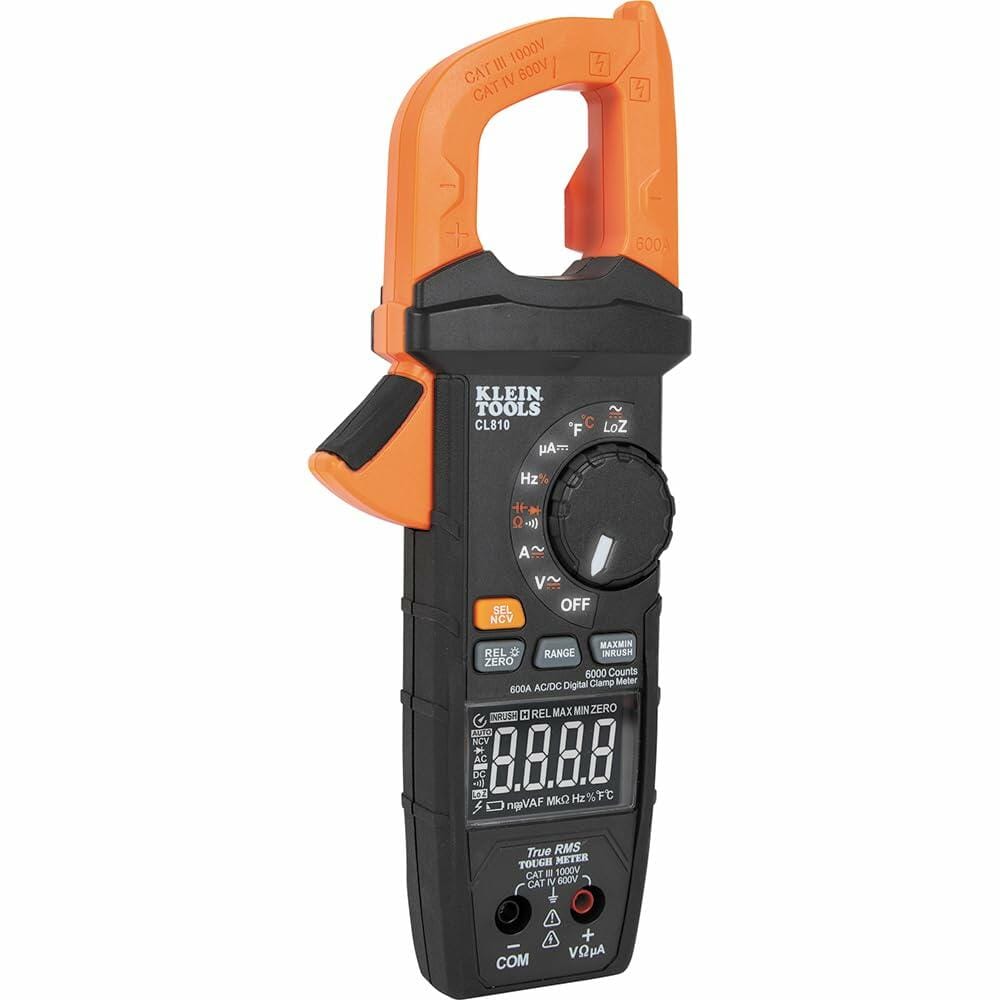 Klein Tools Pro Digital Clamp Meter CL810 600A AC/DC Current 1000V Voltage True RMS Auto-Ranging NCVT LoZ Mode Temperature Flashlight Illuminated Dial