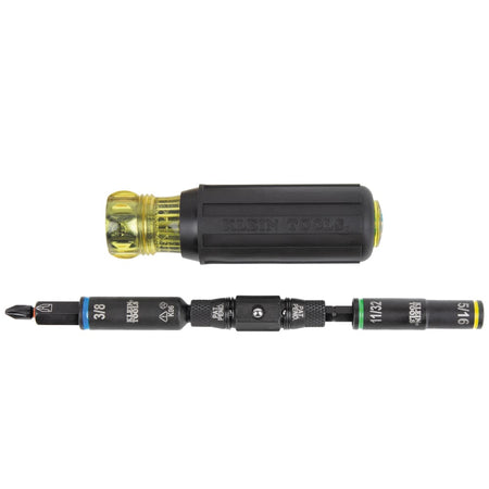 Klein Tools 32528HD Cushion-Grip handle positioned above the removable impact-rated shaft to show power driver compatibility.