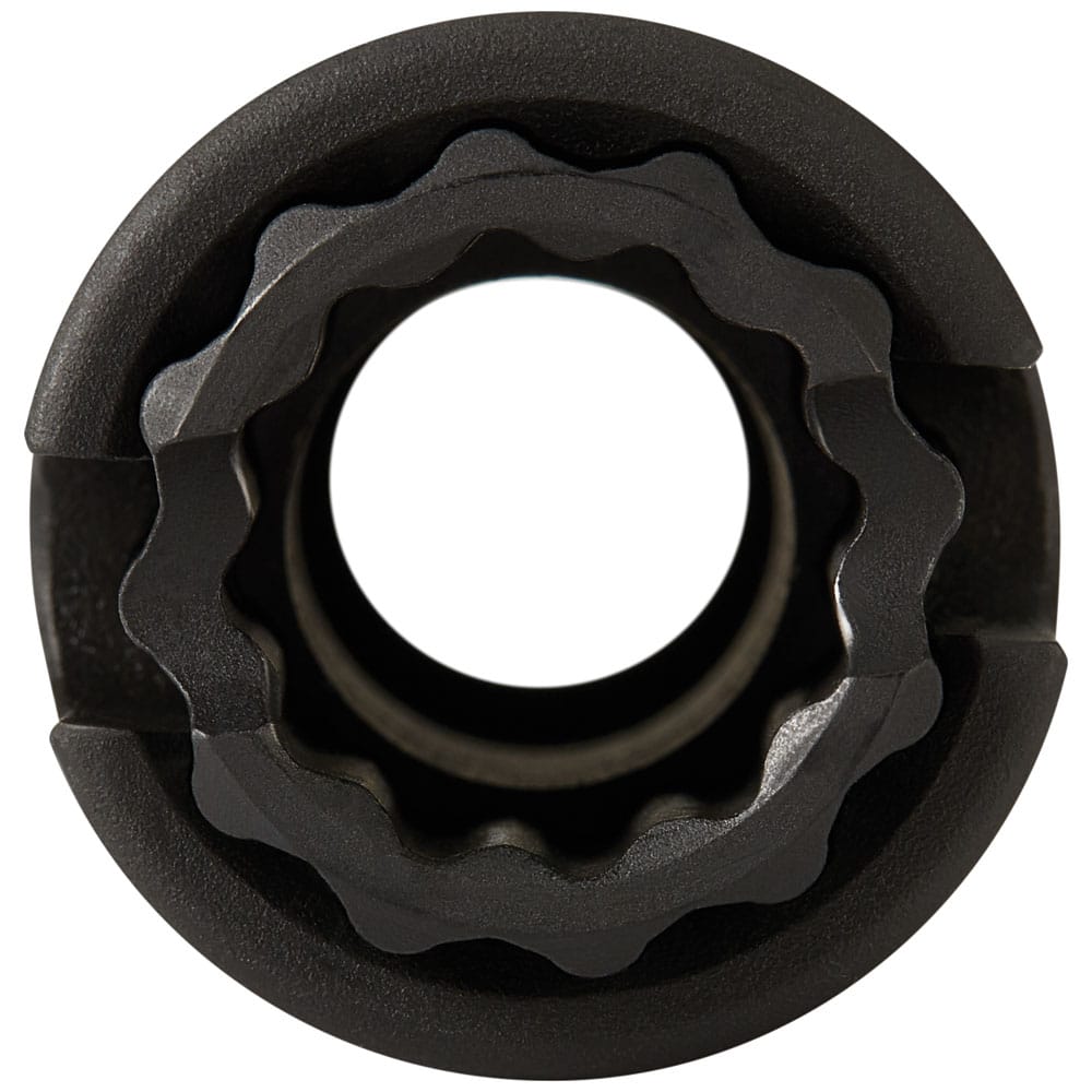 Direct end view of the 12-point socket geometry showing internal wall clearances for square and hex hardware.