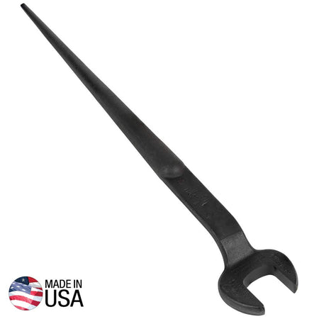 Klein 3211 structural spud wrench forged from alloy steel showing the 1-1/16-inch open jaw, 60-degree head offset, and tapered alignment handle.