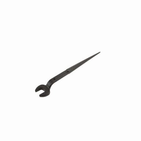 Angled view of the 16.625-inch Klein 3212TT spud wrench highlighting the 60-degree offset head for flange clearance and non-binding tapered handle.