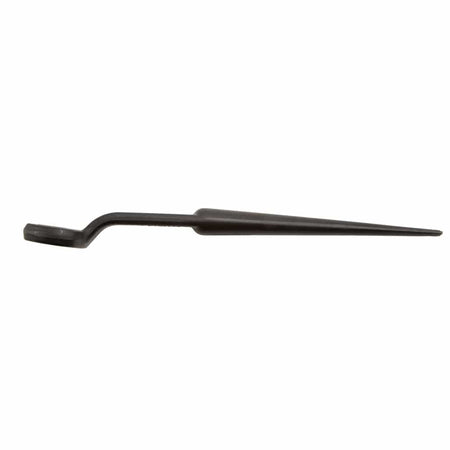 Side profile of the Klein 3213TT spud wrench illustrating the 60-degree head offset engineered to clear steel I-beam flanges during bolting.