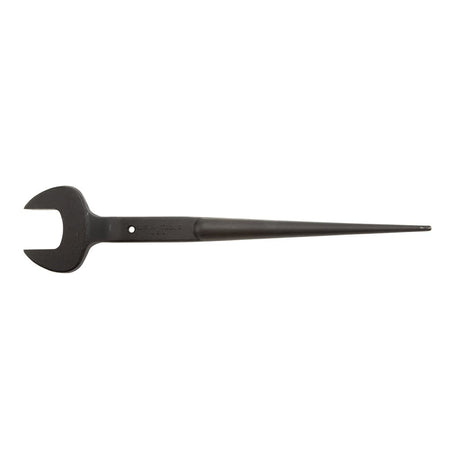 Side view of the Klein 3214TT spud wrench showing the 18-inch overall length and continuous handle taper designed for non-binding hole alignment.