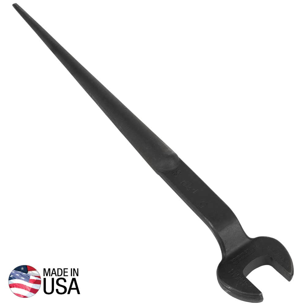 Klein 3221 structural spud wrench forged from alloy steel showing the 1-inch open jaw, 60-degree head offset, and tapered alignment handle.