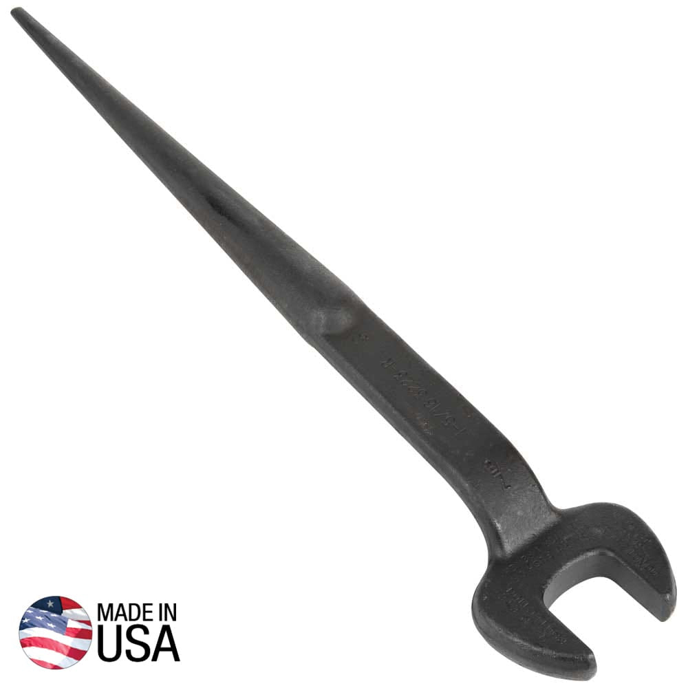 Klein 3223 structural spud wrench forged from alloy steel showing the 1-5/16-inch open jaw, 60-degree head offset, and tapered alignment handle.