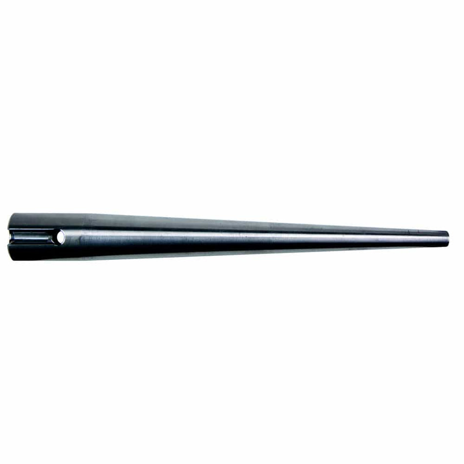 Klein 3259TTS stainless steel bull pin showing the 1-5/16-inch body taper, integrated tether hole, and vertical alignment slot.