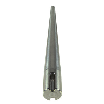 Lengthwise view of the Klein 3259TTS stainless bull pin highlighting the vertical slot that keeps the tool hanging straight when tethered.