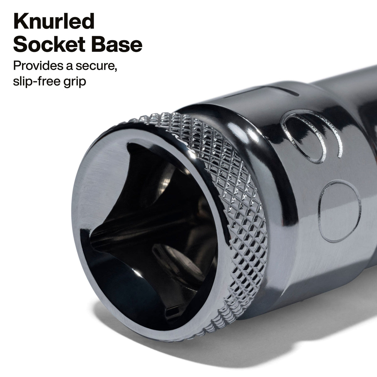 Macro view of the knurled socket base ring designed to give technicians positive finger grip for hand-starting star-head screws.