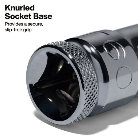 Macro view of the knurled socket base ring designed to give technicians positive finger grip for hand-starting star-head screws.