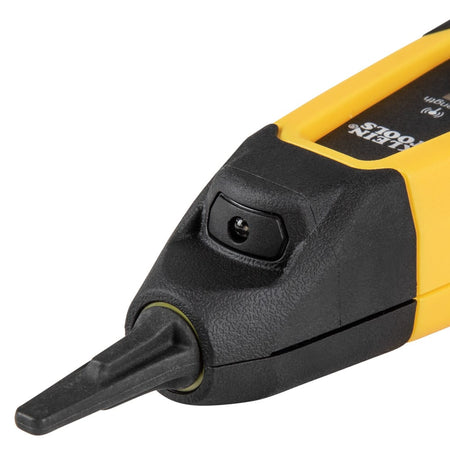 Close-up detail of the Probe-PRO conductive tip and integrated worklight. The image highlights the tool-less twist-and-lock replacement mechanism for the tip and the bright LED positioned to illuminate wire bundles in dark network closets or mechanical rooms.