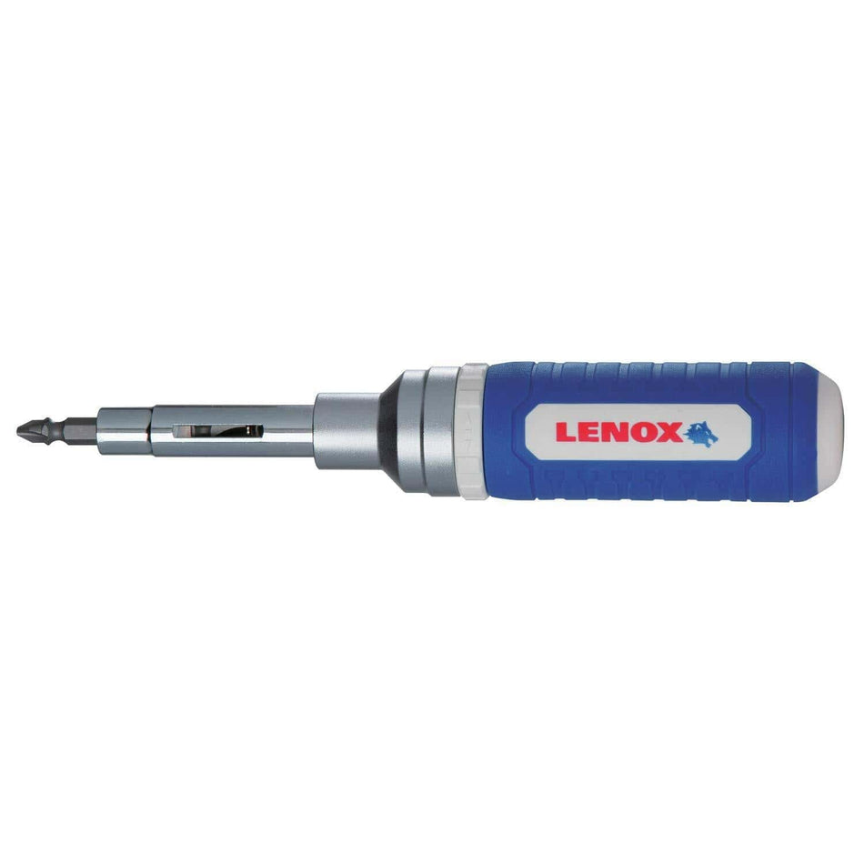 LENOX 8-in-1 Ratcheting Screwdriver with In-Handle Storage and Magnetic Tip for Phillips Torx Slotted Square Nut Drivers