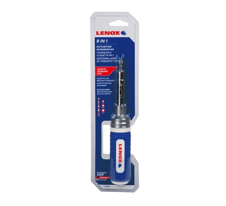 LENOX 8-in-1 Ratcheting Screwdriver with In-Handle Bit Storage and Magnetic Tips for Phillips Torx Slotted Square Nut Drivers
