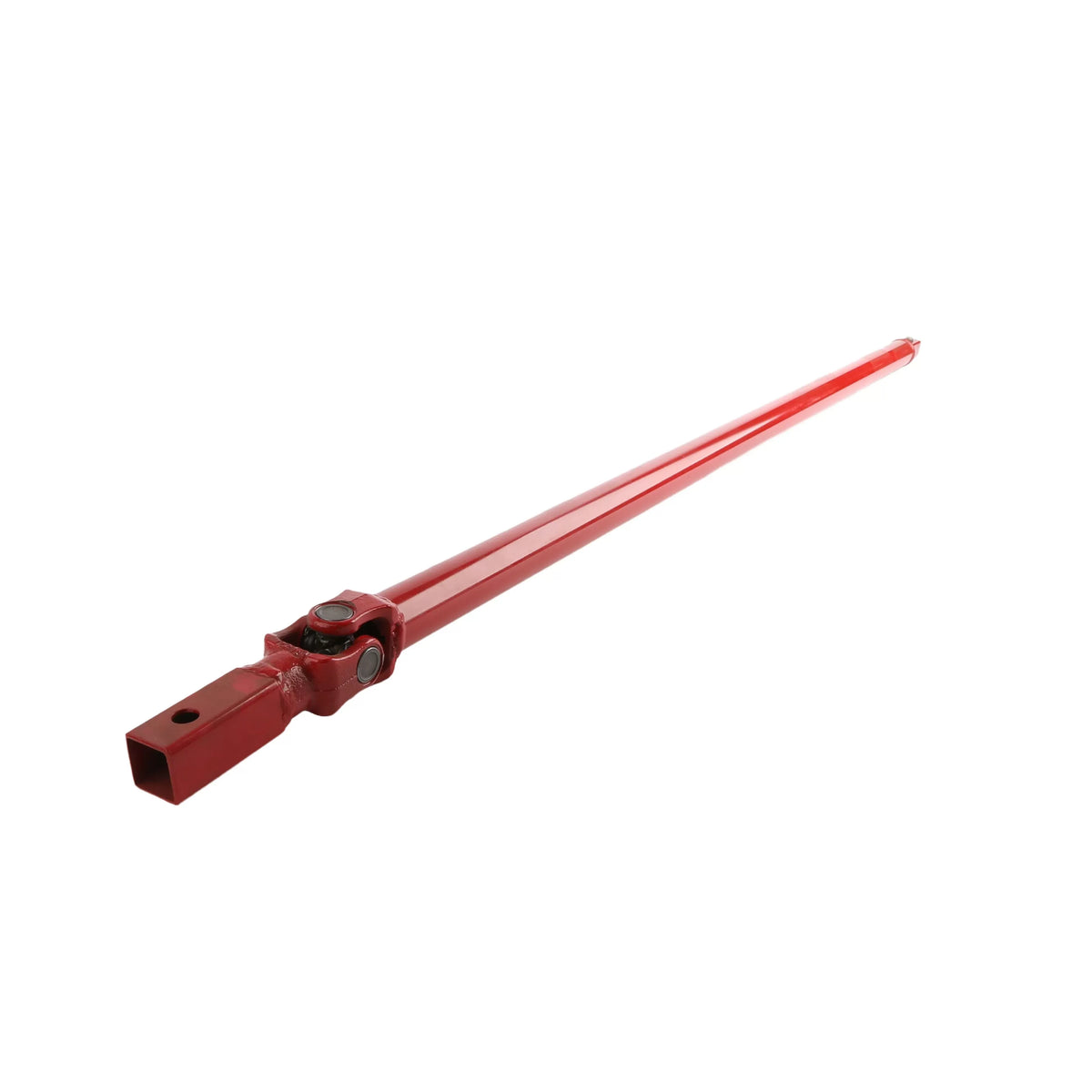 A long-view image of the red 5-foot wiggle joint extension for the Little Beaver boring kit, showcasing its durable steel construction and specialized flexible joint that connects an earth drill powerhead to the sidewalk auger.