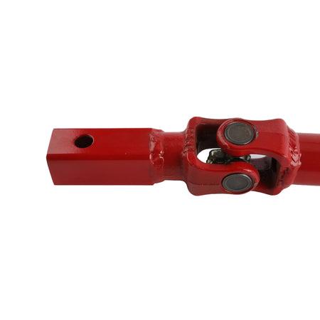 A direct horizontal view of the wiggle joint assembly, highlighting the rugged weld points and industrial-grade pivot pins that allow for the necessary flexibility when performing precision horizontal boring tasks.