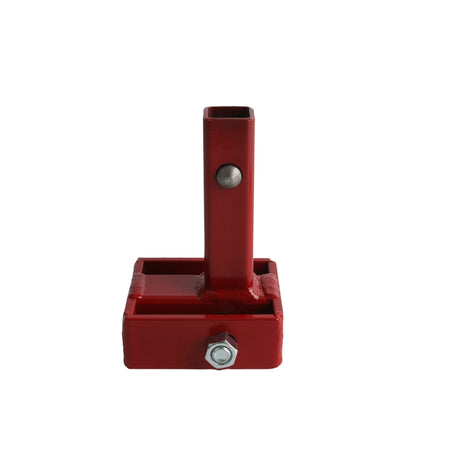 Rear view of the anchoring tool attachment, highlighting the industrial weld quality and the heavy-duty mounting bolt that secures the adapter to the anchor handle for maximum leverage.