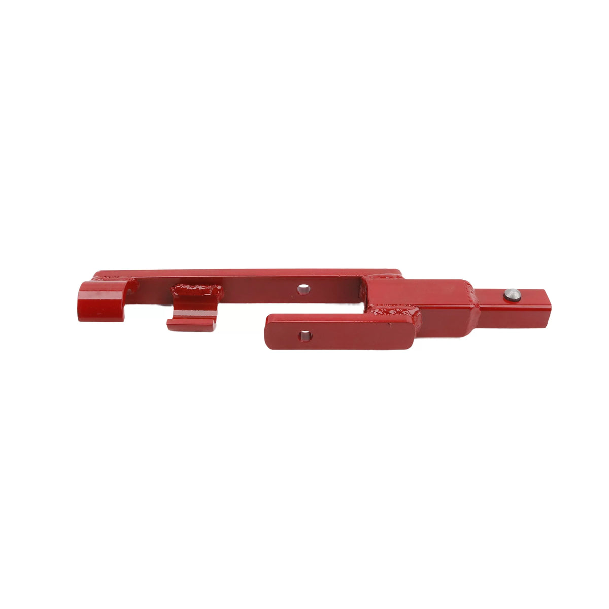 Side profile of the Little Beaver utility anchor adapter illustrating the heavy-duty welded steel frame designed for one-man utility pole and fence anchoring tasks.